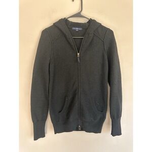 GAP Women's SMALL Black Knit Full Zip Hoodie Sweater Basic Y2K
